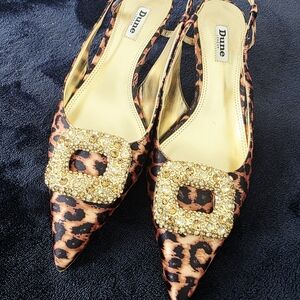 Dune London Brown and Gold Heels with Glamorous Design